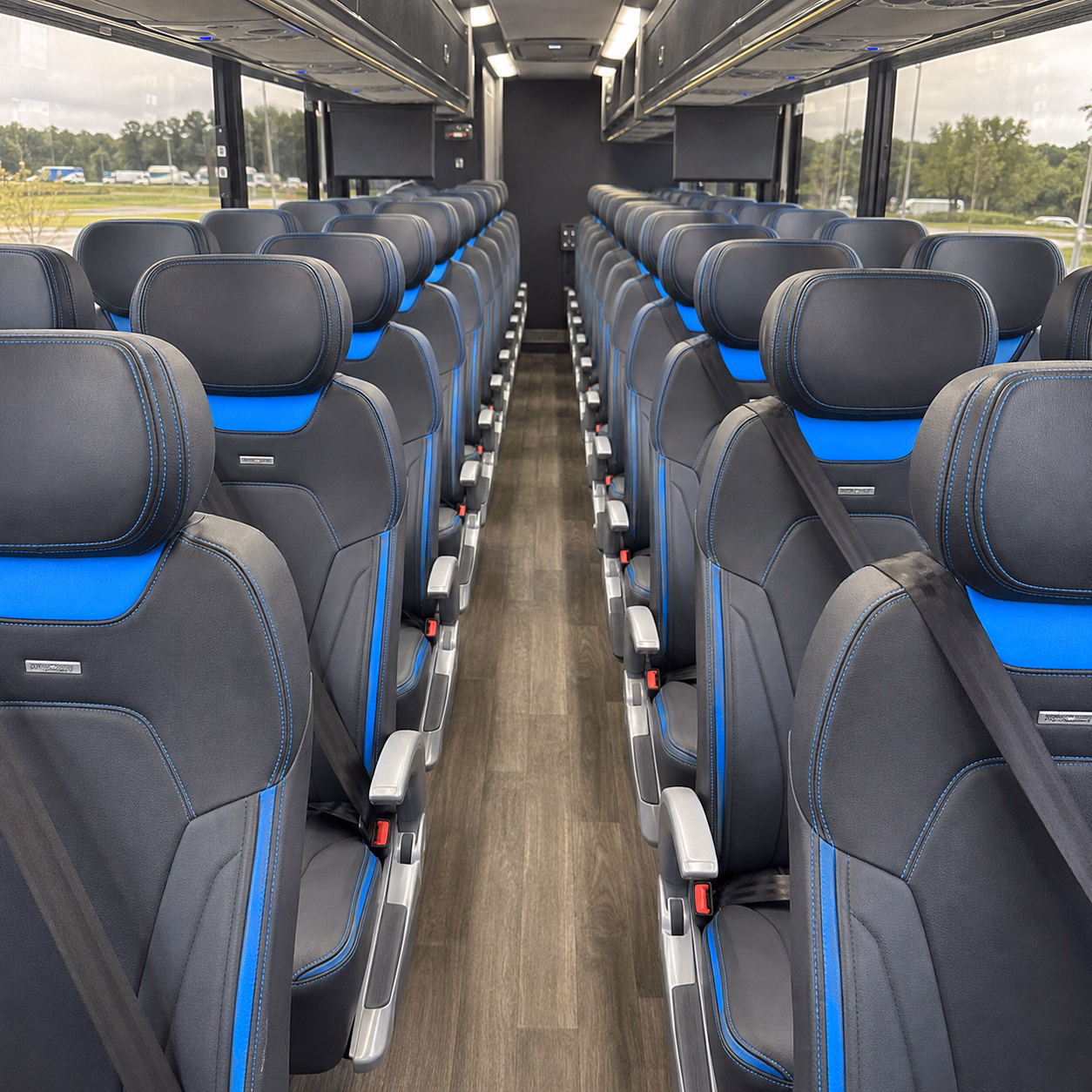 56 passenger charter bus inside