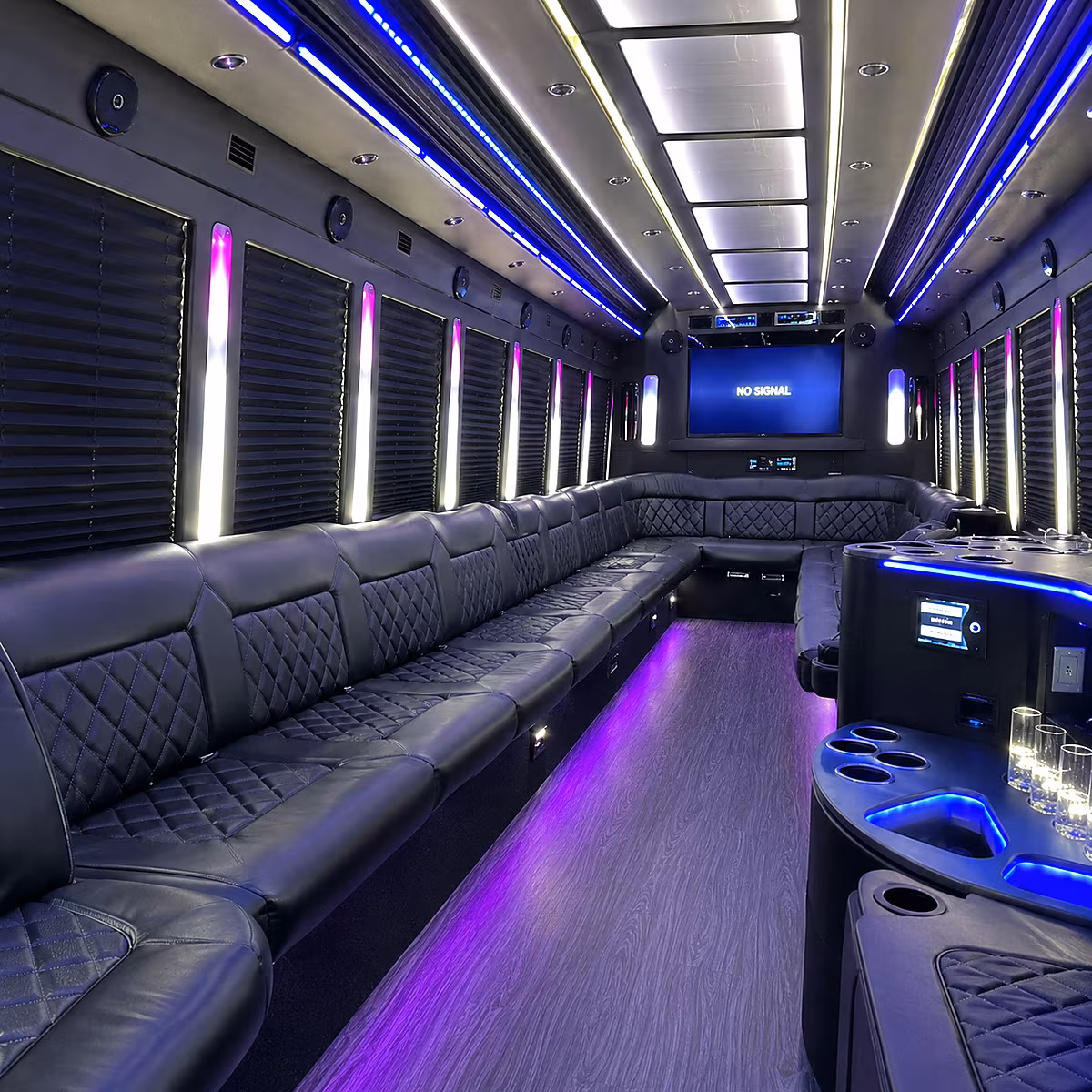 jersey city 30 passenger party bus inside